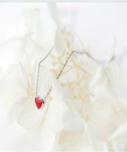 Silber Halskette mit Herzanhänger, Little Red Heart