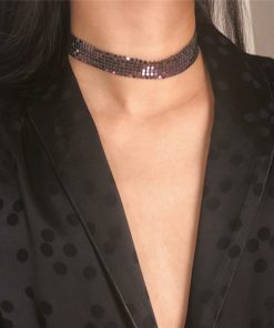 Pailletten Choker Damen Halskette