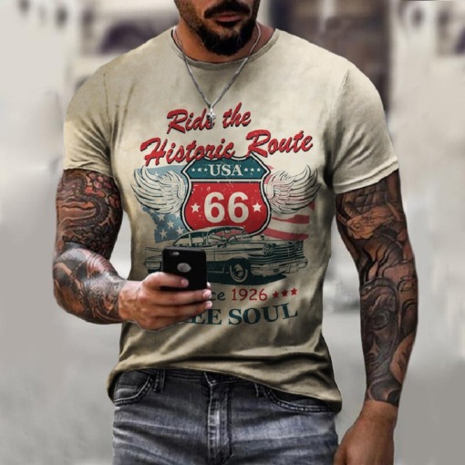 Herren rostige T-Shirt Vintage "Route 66"